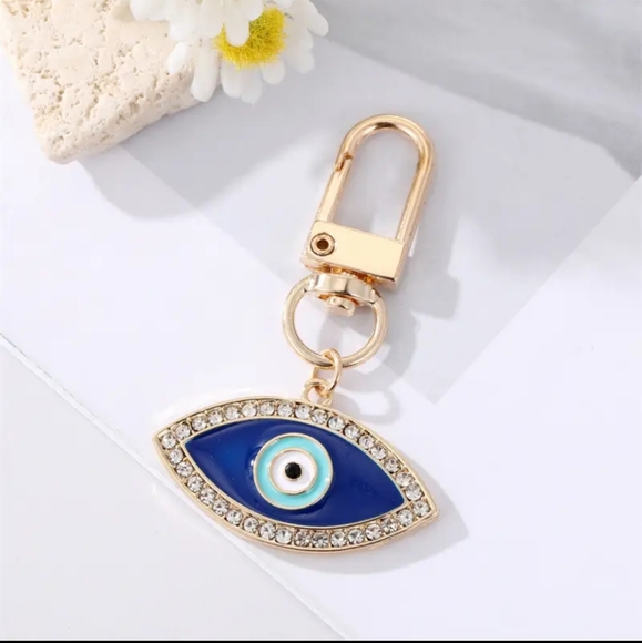 Rhinestone "Evil Eye" Keychain Bag 🎒👜 Charm ~ Protection, Luck🍀(Small Size) - Picture 3 of 12